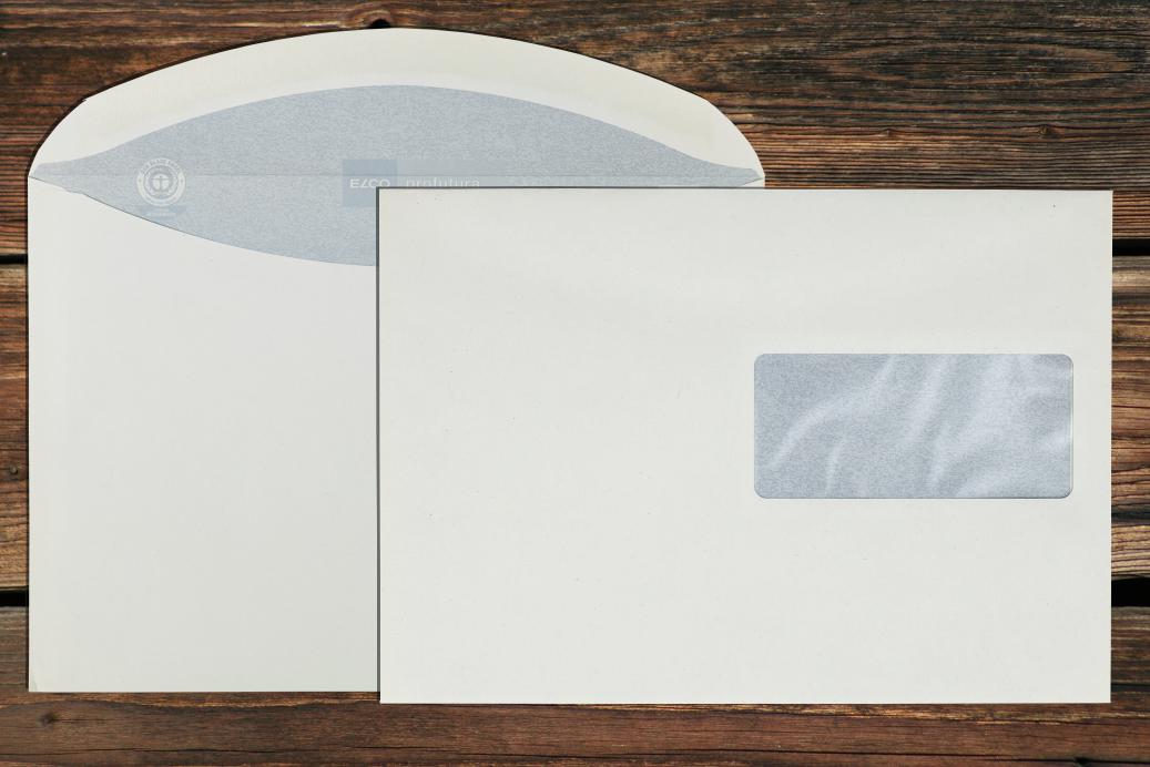 Kuvertierhüllen mit Fenster C5 162x229 mm Nassklebend Recycling Naturweiß 100 g/qm